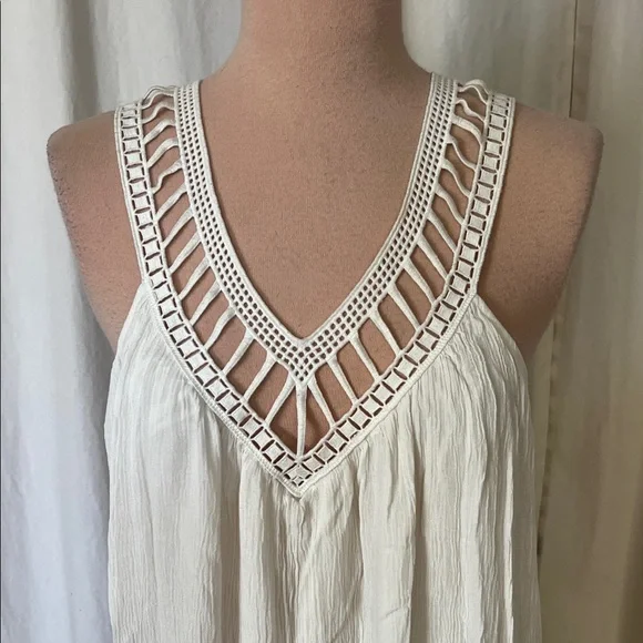RACHEL Rachel Roy Cream gauze crochet midi summer beach pool dress - Picture 2 of 10